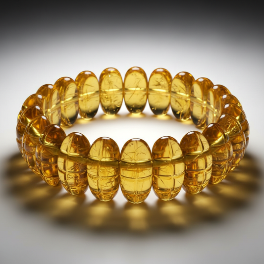 巴西暴力黄水玉米粒水晶手串,透光